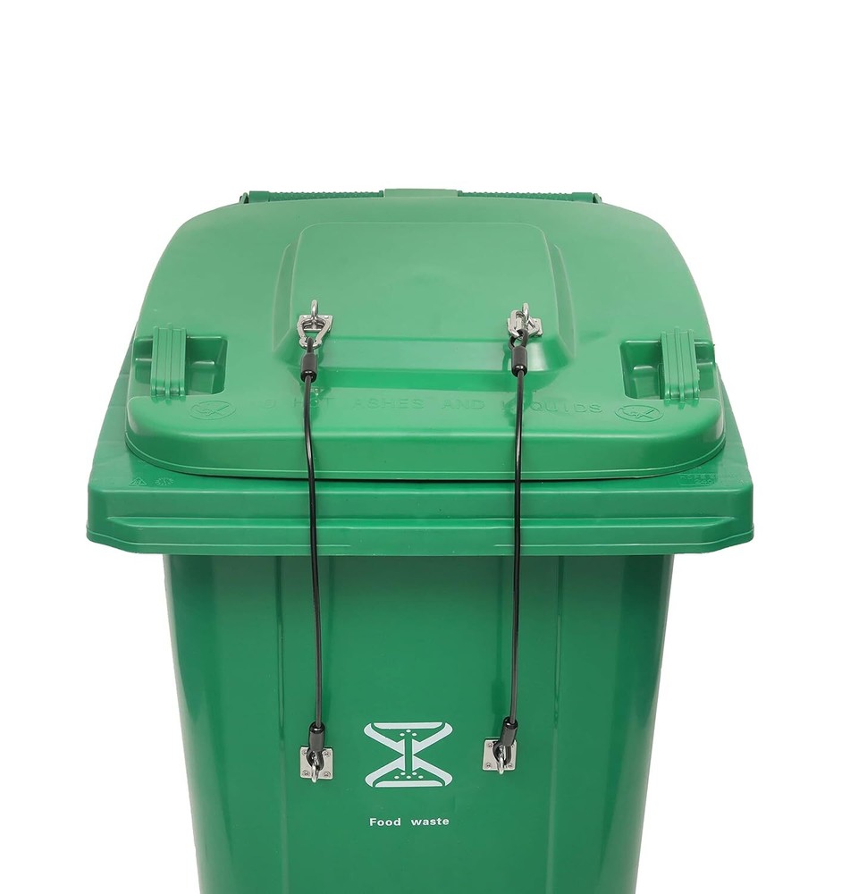 TonGass (2-Pack, Black Garbage Trash Can Locks with Wire Ropes