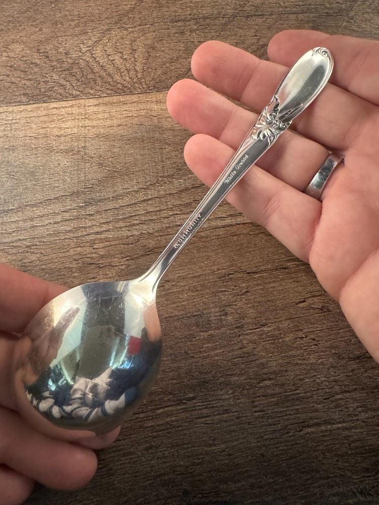 Community White Orchid Silverplated Soup Spoon