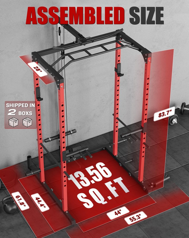 1200lbs Power Cage Multi-Function Squat Rack w/Pulley System Power Rack Training