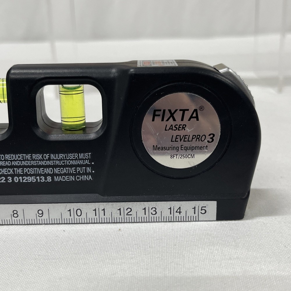 Fixta Laser Level Pro 3 Tool Horizontal Vertical 8 FT 250cm Measuring Tape Ruler