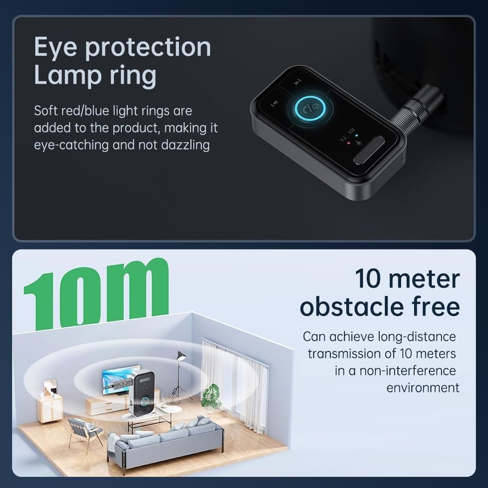 Noise Cancelling Bluetooth Car Adapter, Wireless Audio, Receiver Hands-Free Call