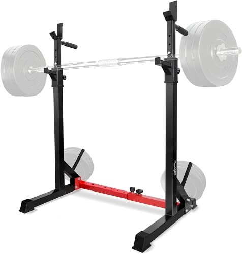 Adjustable Squat Rack for Home Gym - Multi-Function Barbell Stand, Dip Station,