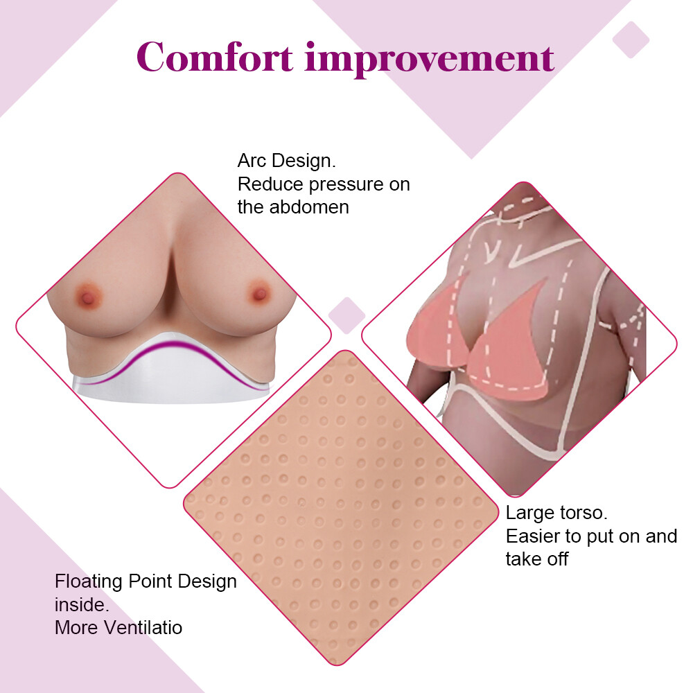 Realistic Silicone Breast Forms B-K Cup Fake Boobs Breastplate for Crossdresser