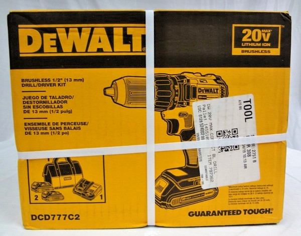 20v Lithium Ion Max Brushless 1/2" Drill/Driver Kit #DCD777C2!