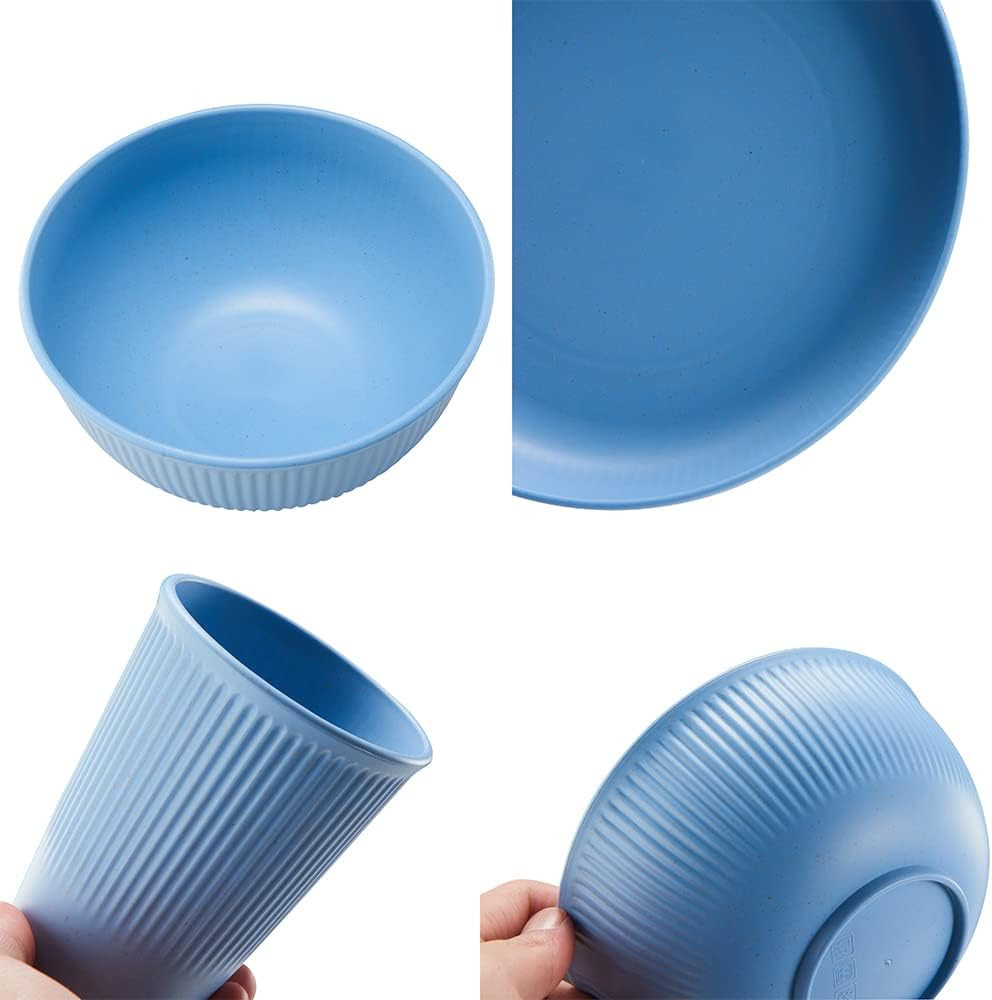 18Pcs Wheat Straw Dinnerware Sets, Unbreakable Reusable Dinnerware Set Kitchen