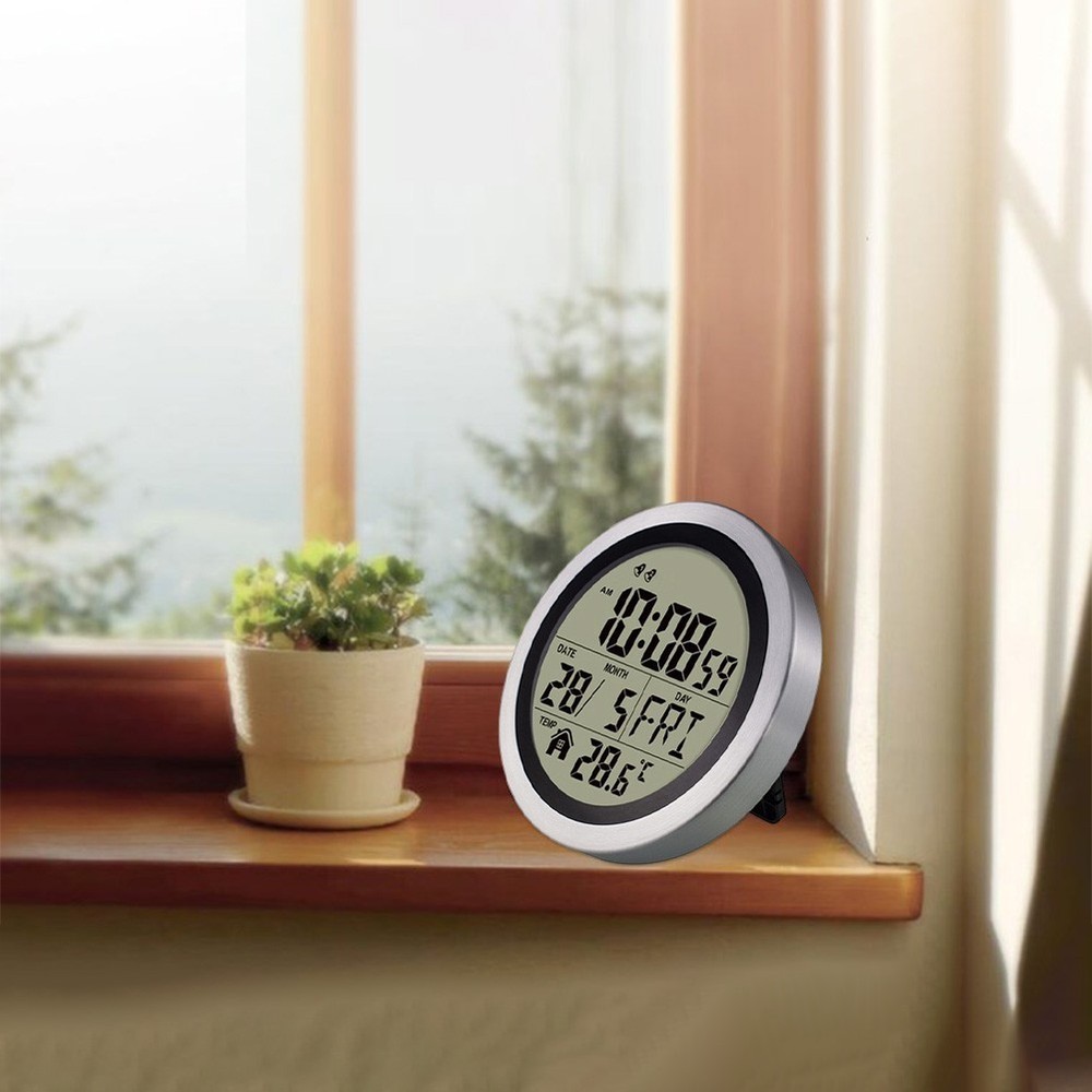 Electronic Wall Clock with Multifunctional Display of Time Temperature Date