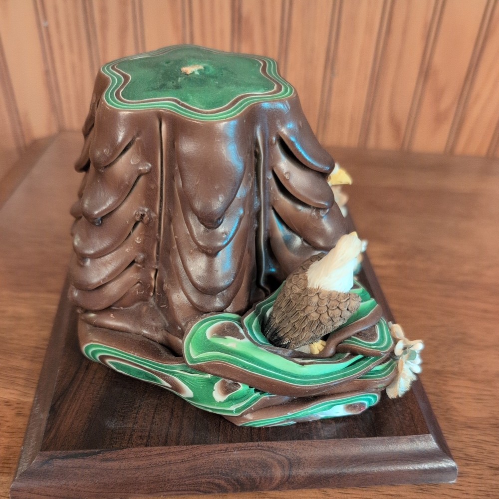 Handmade Tree Stump & Eagles Wax Candle