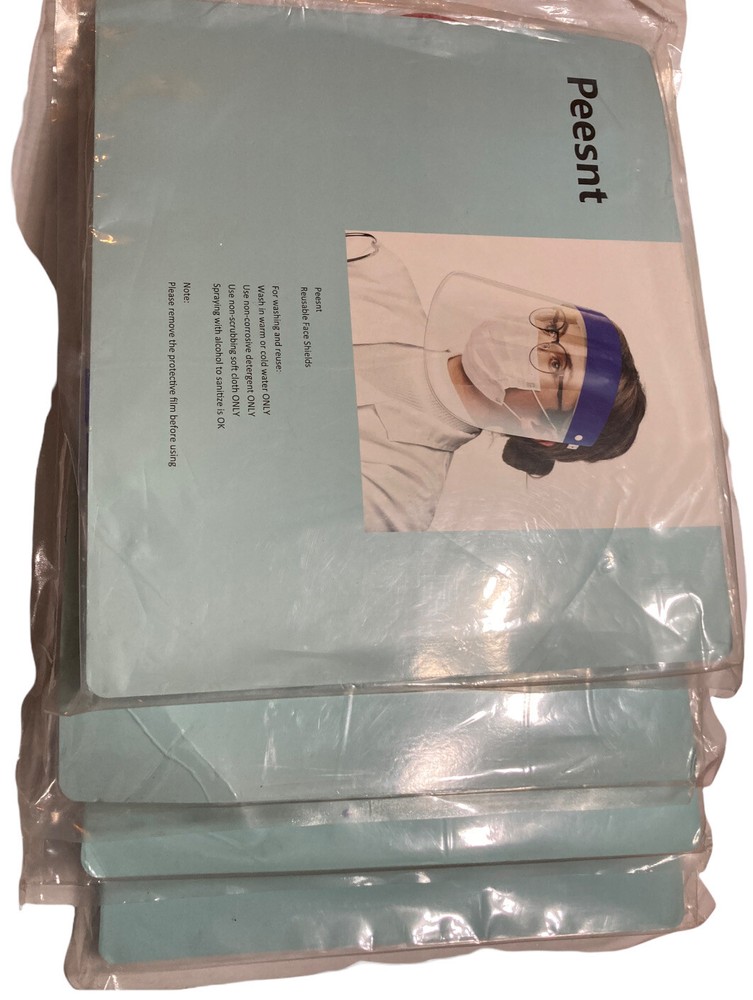 Peesnt 4 Piece Reusable Plastic Face Shields New 4 Pack