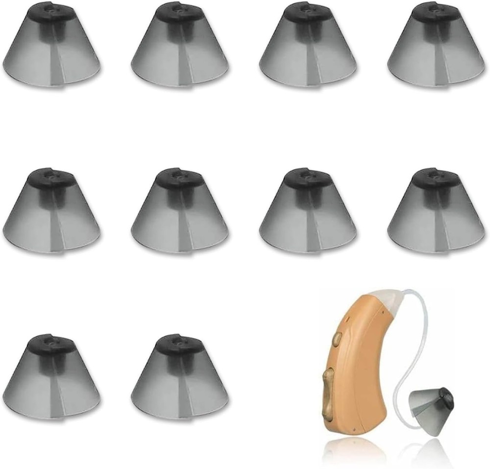 Comfortable Dark Gray Tulip Domes for Hearing Aids - 10 Pack Replacement