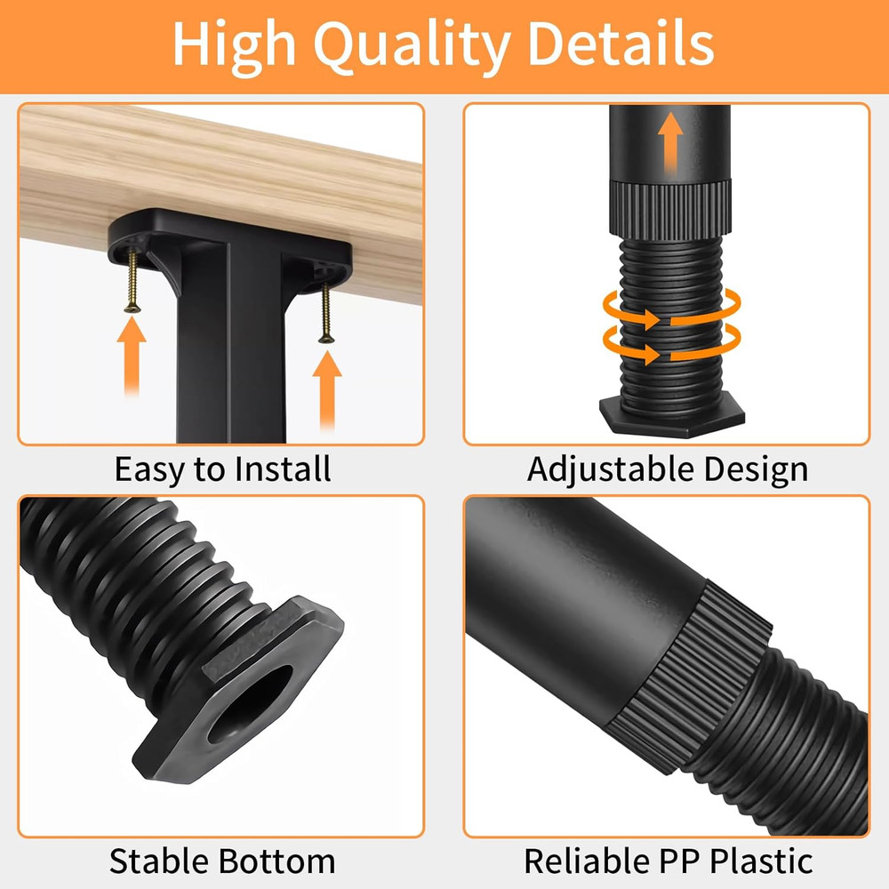 8PCS Adjustable Bed Support Legs Bed Frame Support Legs Adjustable Bed Legs for