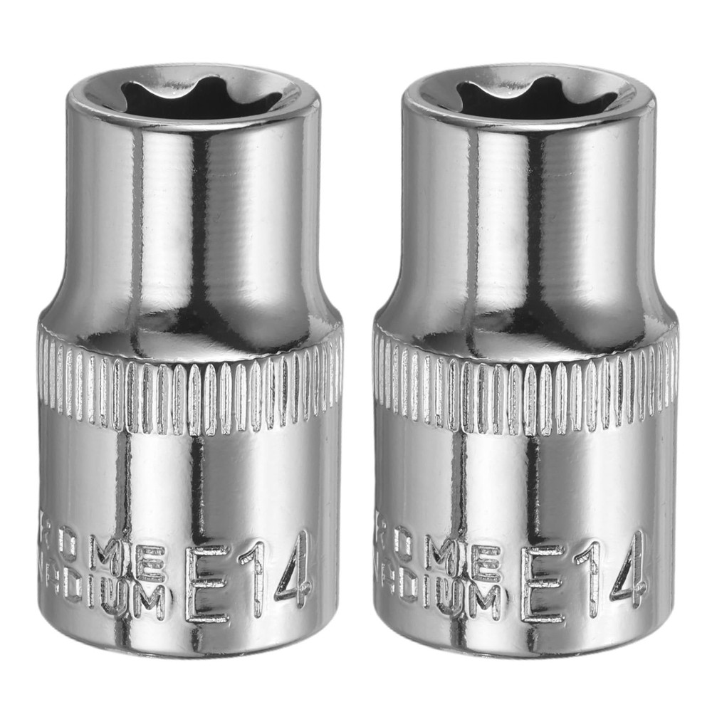 HARFINGTON 2pcs E-Torx Socket 1/2" Drive E14 External Torx Deep x