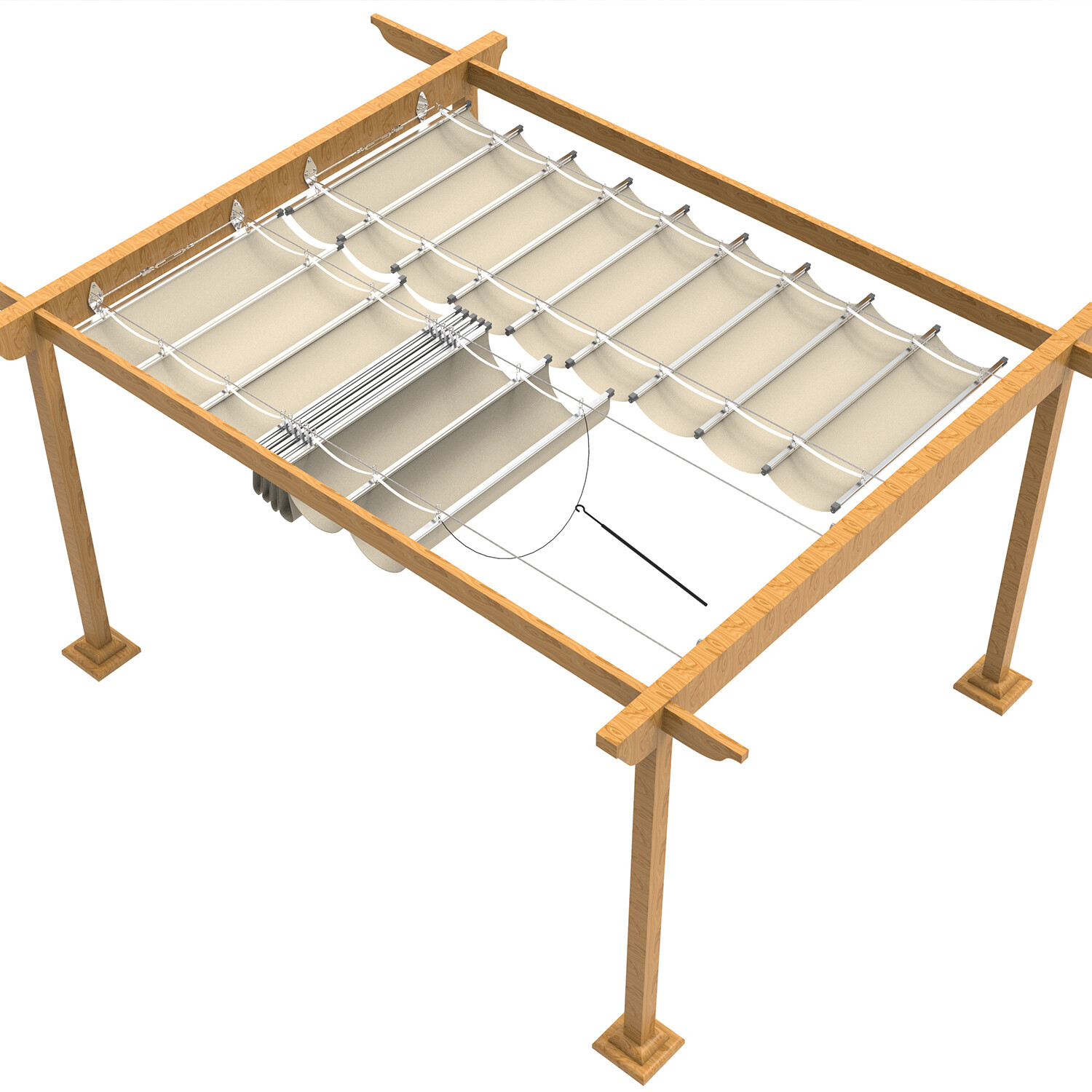 Waterproof Retractable Canopy Cover Yard Patio Awning Shade w/ Steel Wire Beige