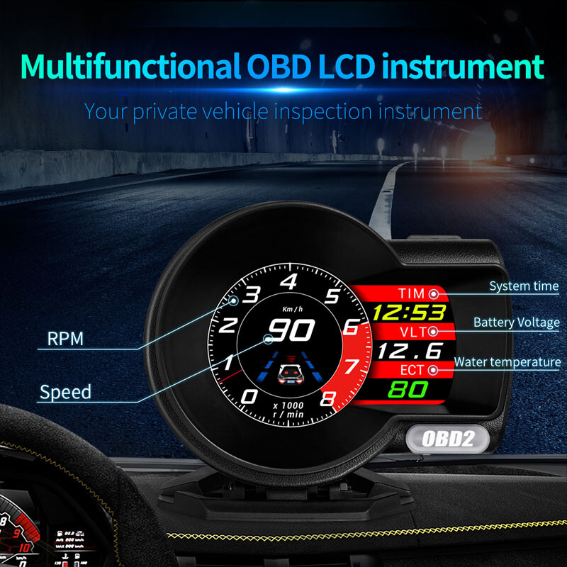 Universal HUD OBD2+GPS Head Up Display Car Digital Speedometer Loop Status Speed