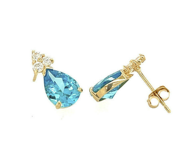 14k Yellow Gold Pear Shape Stud Earrings
