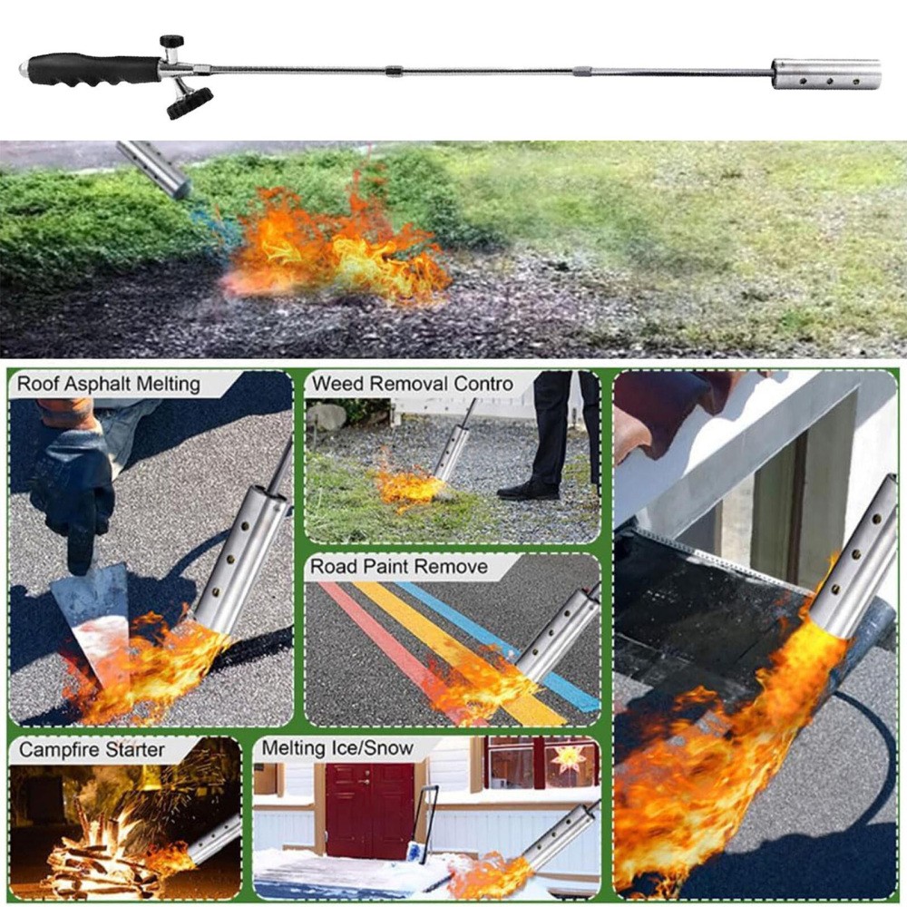 Long Arm Burner Weed Torches Flamethrower Blow Torch with Flame Control Valve