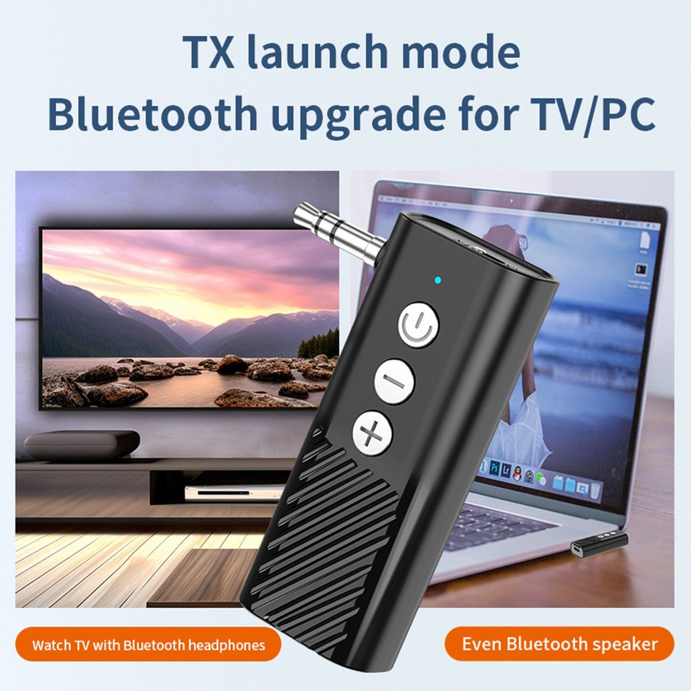 3-in-1 Wireless Bluetooth 5.3 Transmitter Receiver Adapter Audio Black ABS