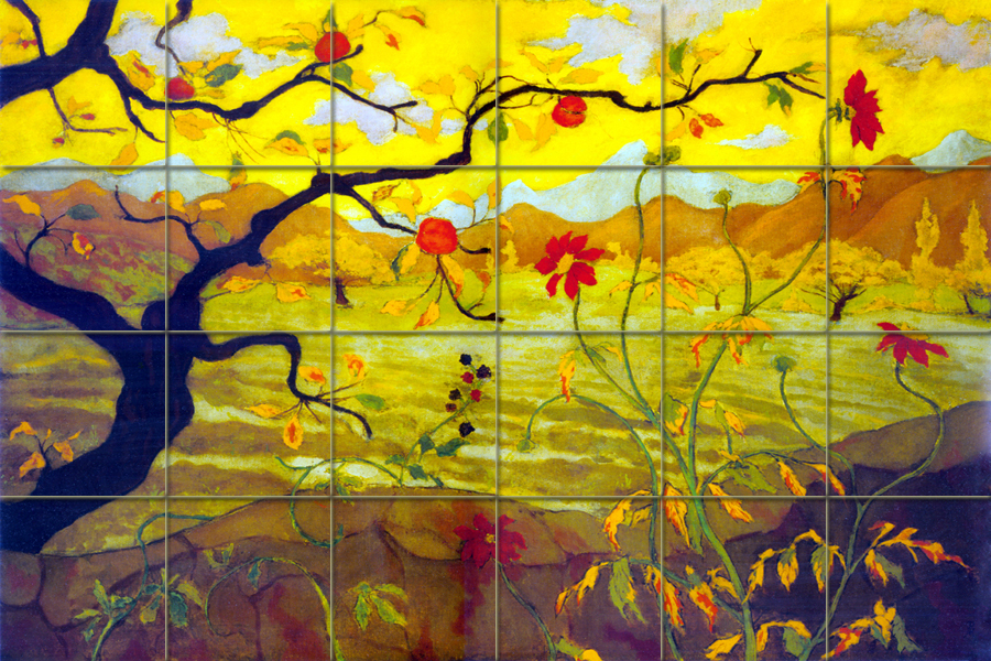 Mural Ceramic Landscape Apple Tree Backsplash Tile #431