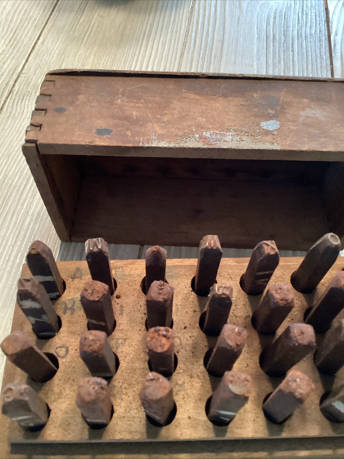 VTG Box Of Machinists Steel Letters. Set Of 28