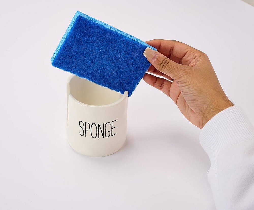 MUD PIE CERAMIC BISTRO SPONGE CADDY HOLDER OFF WHITE