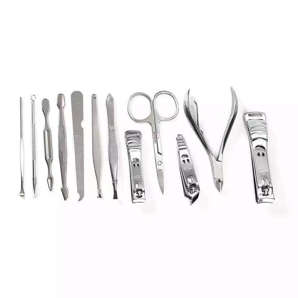 12PCS Pedicure / Manicure Set Nail Clippers Cleaner Cuticle Grooming Kit Case