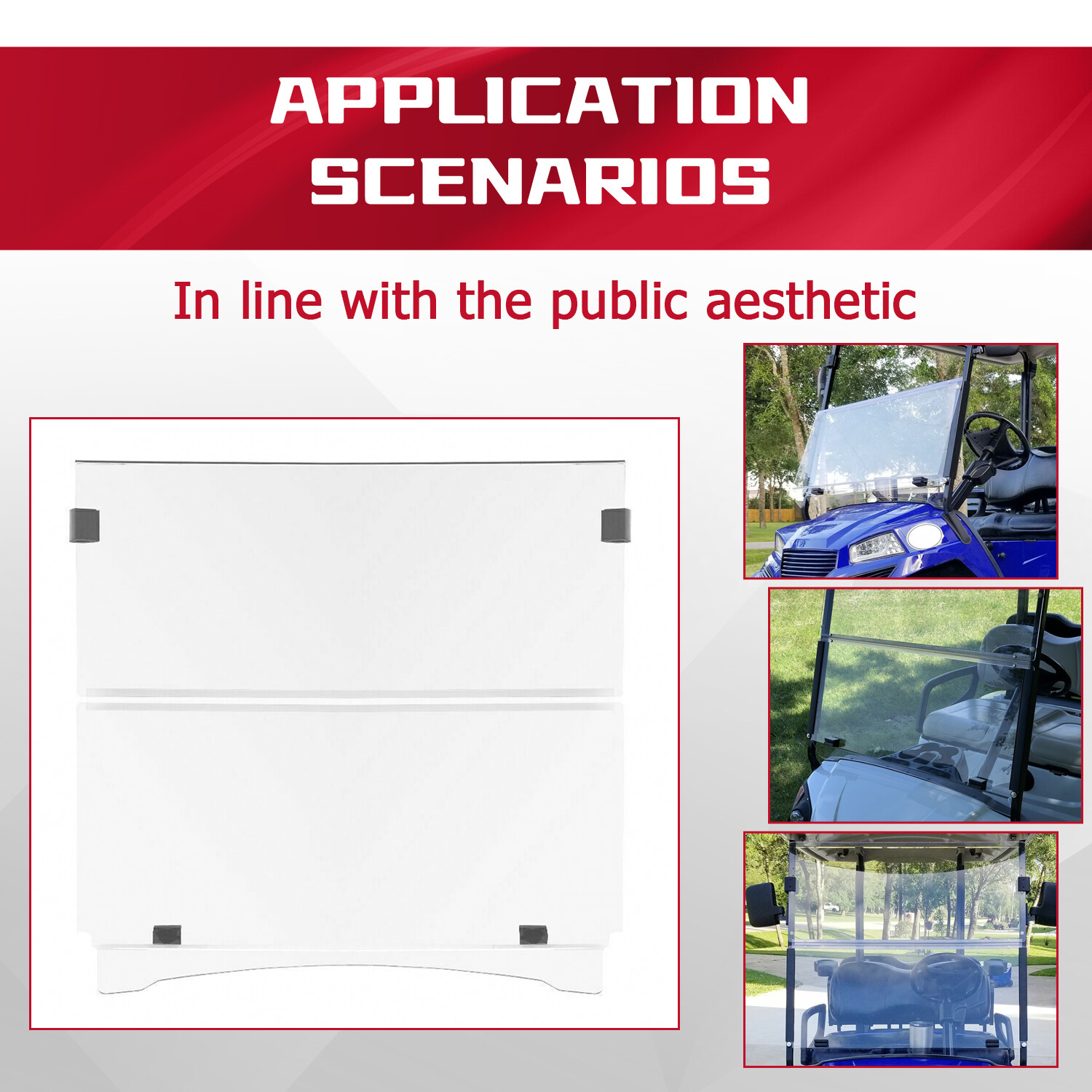 Front Clear Windshield Folding For 2007+ Yamaha G29 Drive Golf Electric Cart