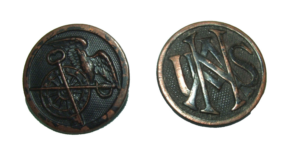 WWI EM Collar Disc Set, Quartermaster Dept & Script USNA, Only One Nut  (B)