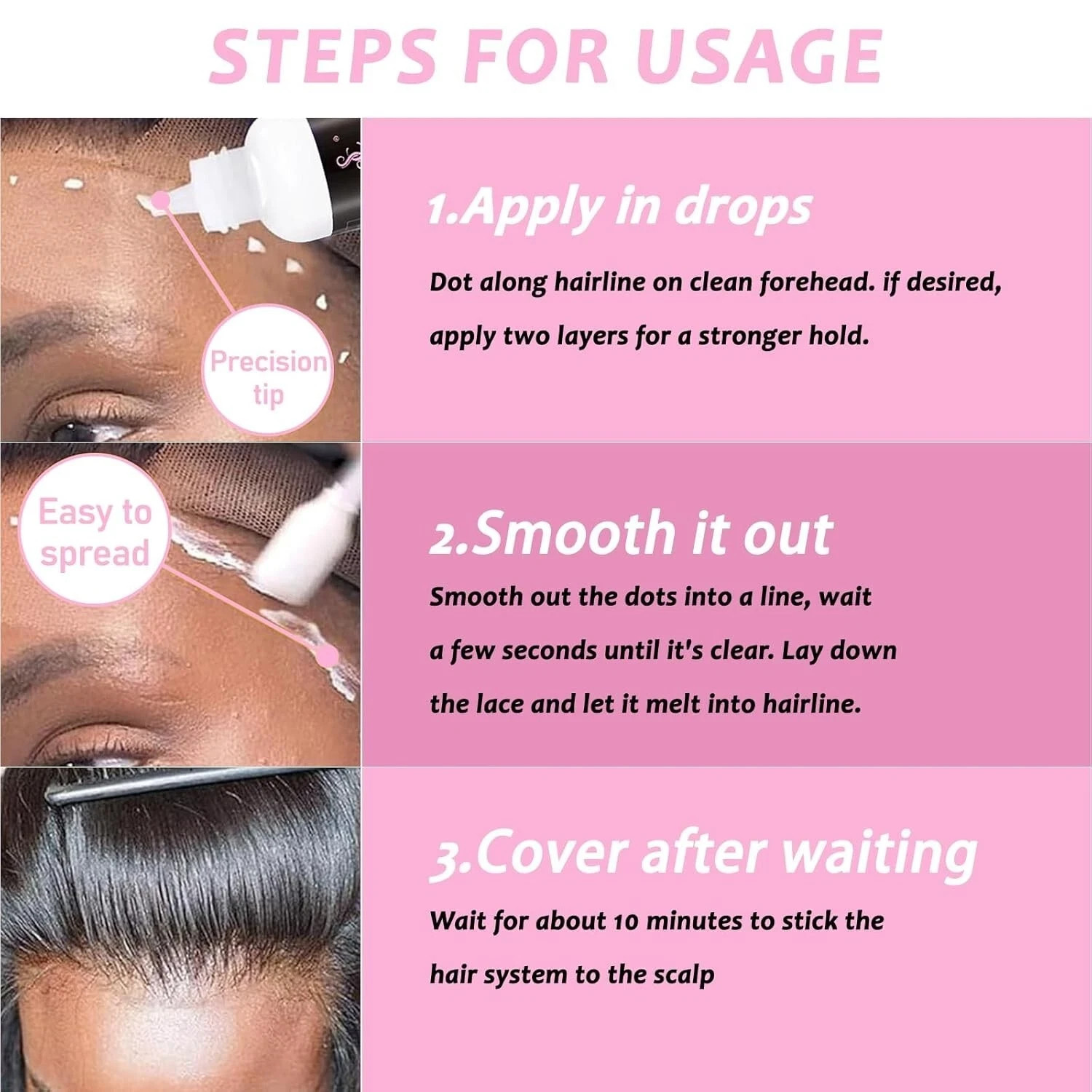 Wig Glue and Remover Set, Strong Hold Lace Glue Front Lace Wig Bonding Adhesive