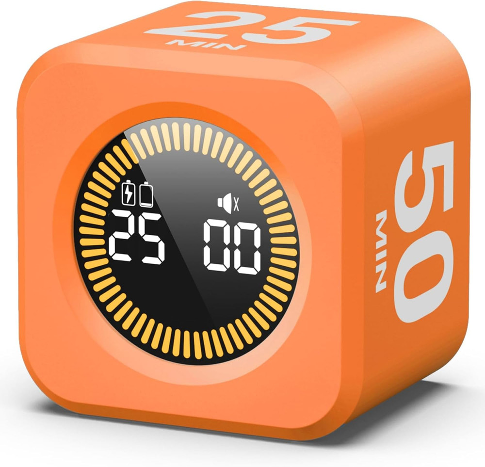KADAMS Pomodoro Cube Timer Productivity Visual Timer - 5/10/30/60 Min Rotating