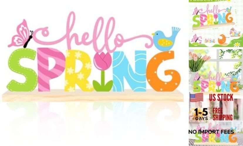 Metal Hello Spring Table Sign, Hello Spring Tabletop Decoration Hello.Spring