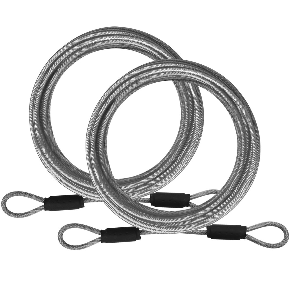 Flexible Steel Safety Cable, Luggage Lock Wire, Double Loop Ends, 2 Pack, Silver