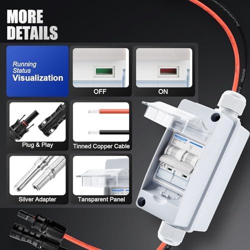 Solar Panel Disconnect Switch 1000V 30Amp IP65 Breaker Box with 2P DC