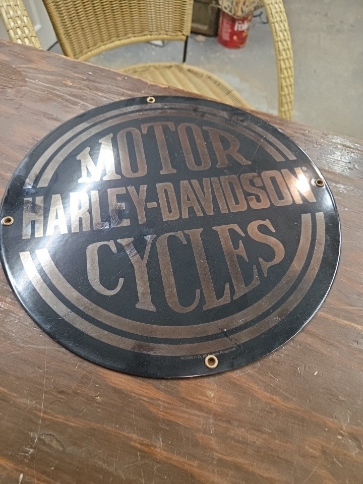 HARLEY DAVIDSON MOTORCYCLES Round PORCELAIN Steel Ande Rooney SIGN