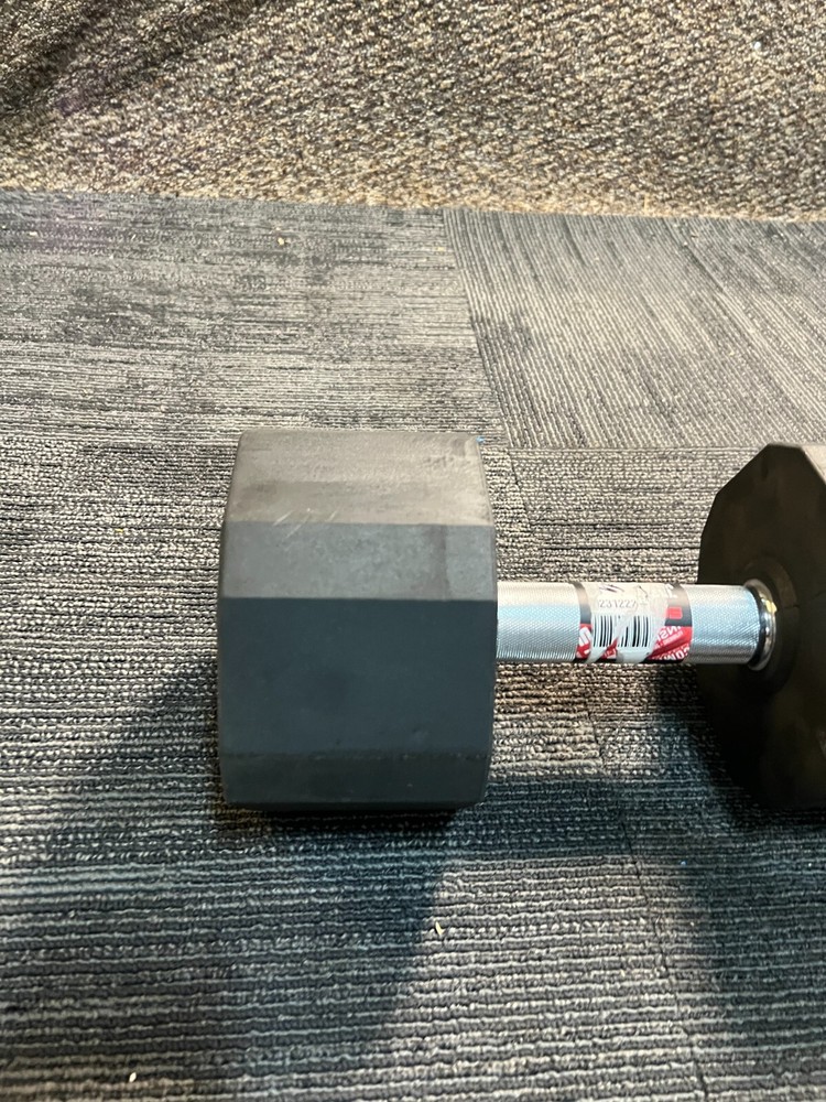 ETHOS Rubber Hex Dumbbell, Single 60LB Black Exercise Strength Training