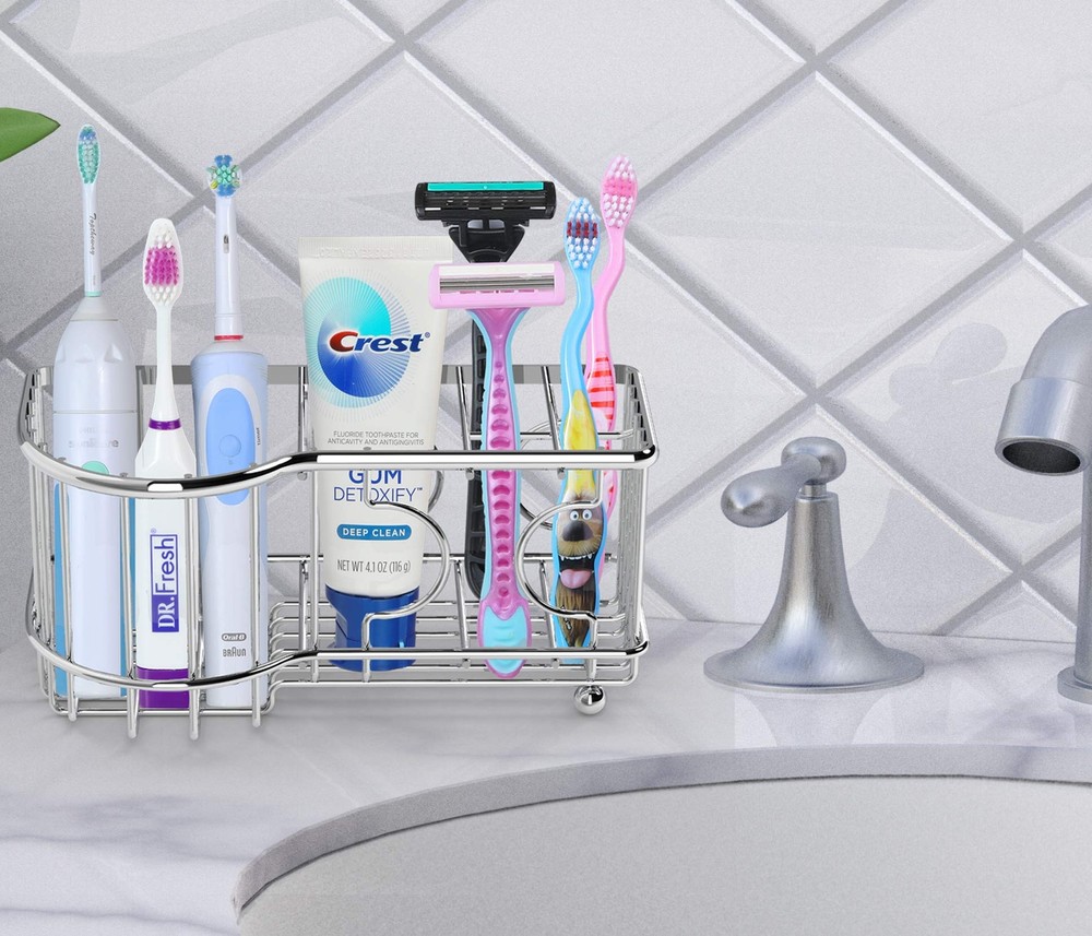 Re Multifunctional 6 Slots Toothbrush Holder Chrome