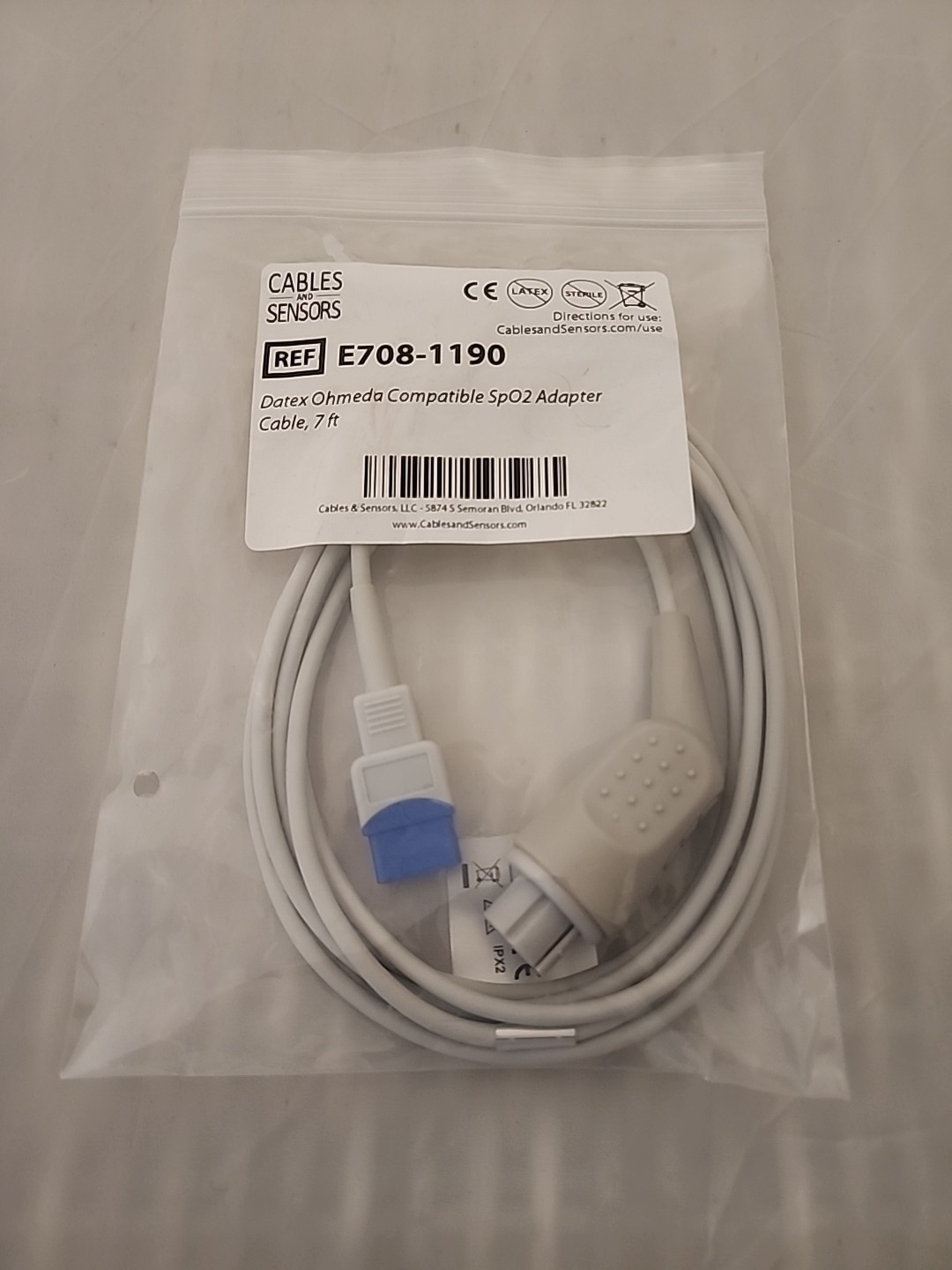 E708-1190 SpO2 Adaptor Cable for Ge Datex-Ohmeda Connector 7ft FREE SHIPPING