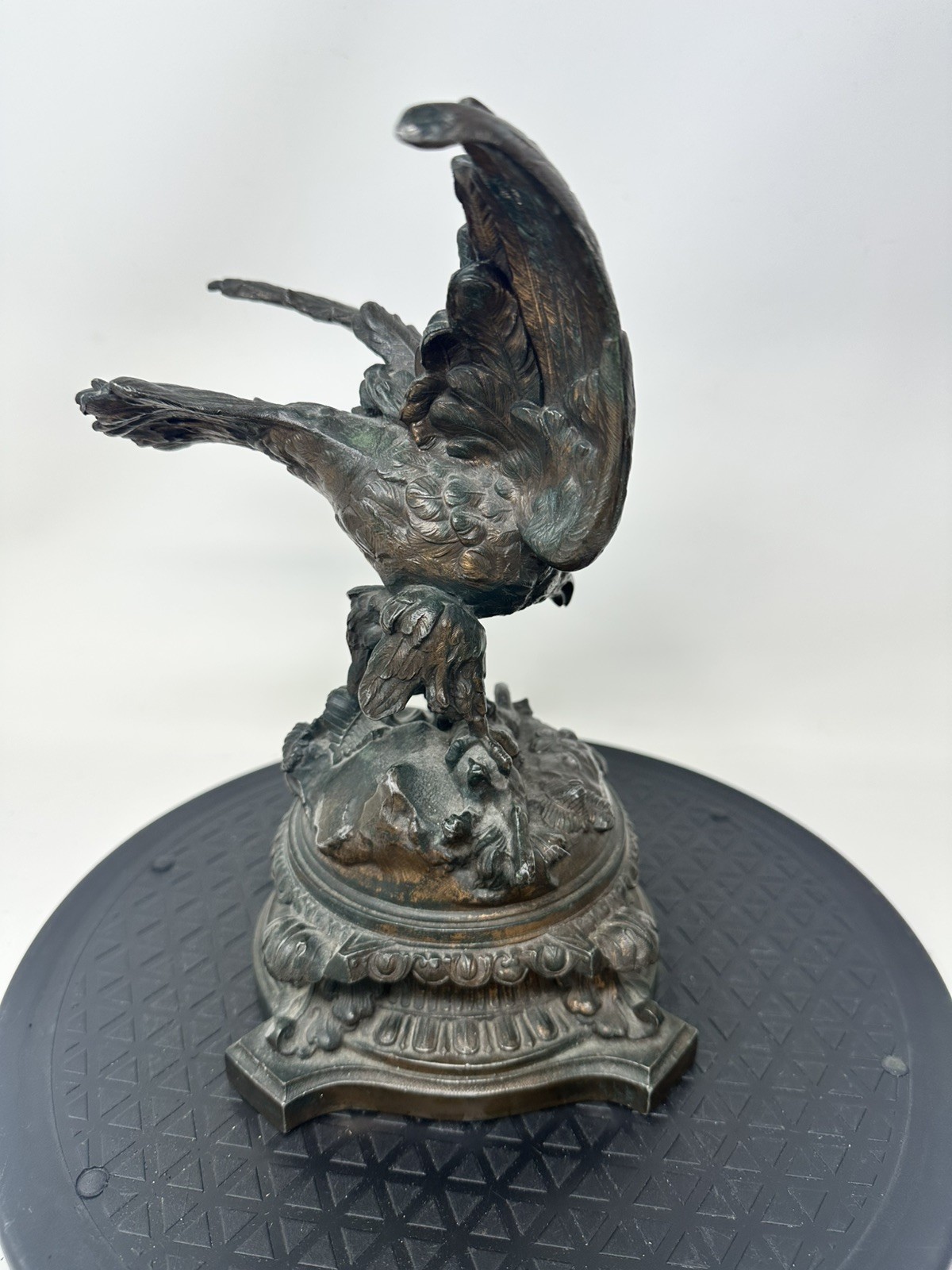 Antique French Bronze Eagle (?) Attacking Hare 9.5” Style of Jules Moigniez