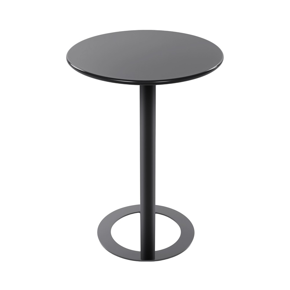 48x69cm Round Side Table Black Side Table for Small Spaces with O-shaped Base