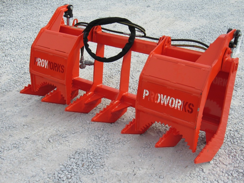 60" Dual Tine Root Rake Clam Grapple Attachment Fits Universal Quick Attach