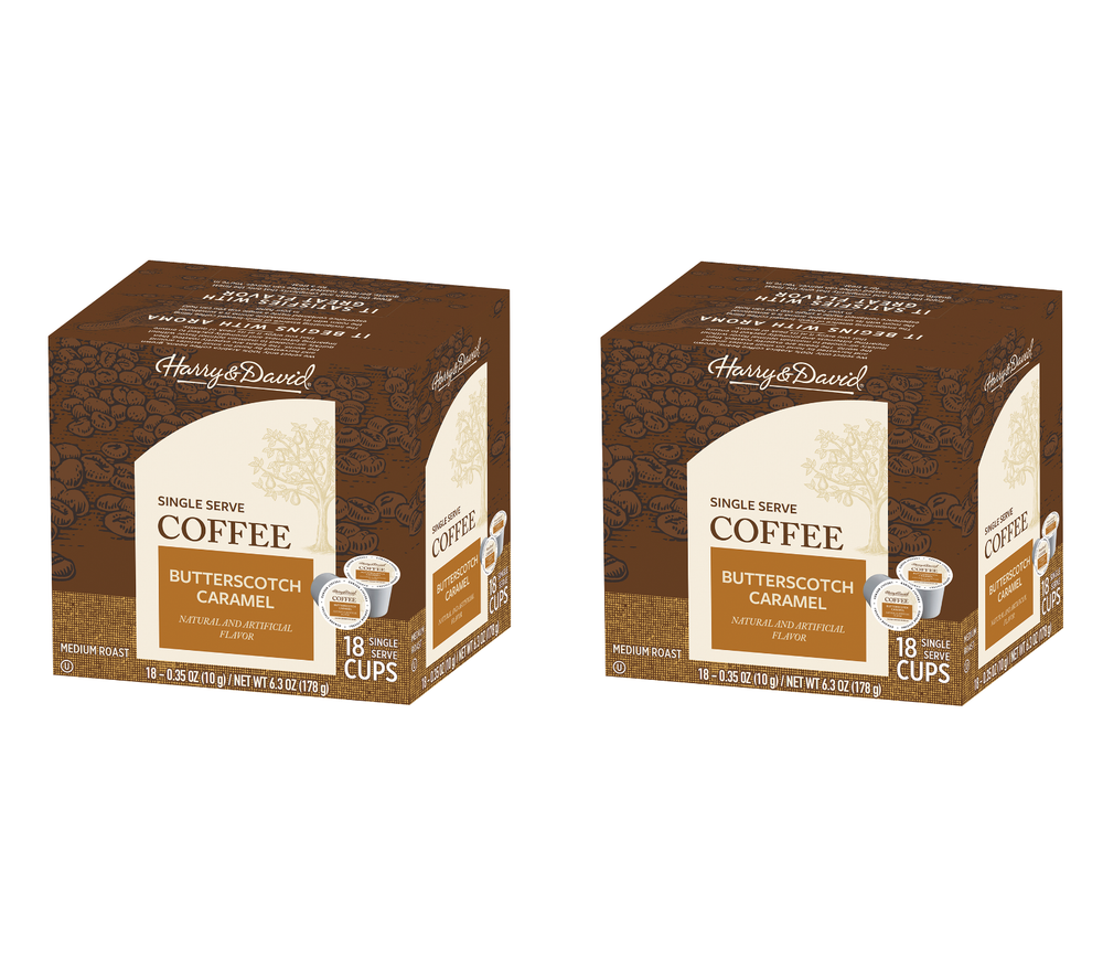 Harry & David Single Serve Coffee, Butterscotch Caramel, 2/18 count boxes (36ct)