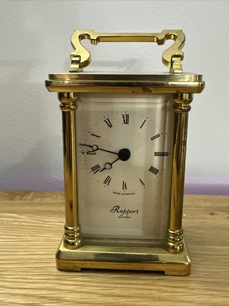 Vintage Rapport London Solid Brass Cariage Clock Quartz