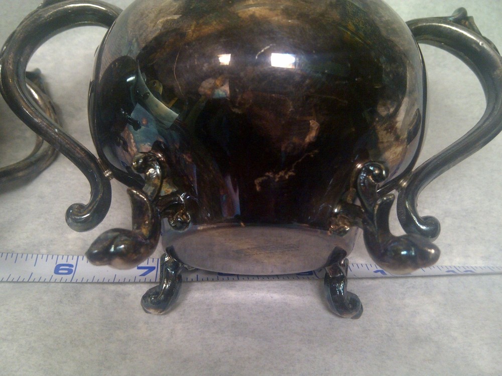 Vintage Silver Over Cooper Creamer And Sugar Bowl