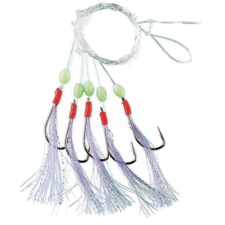 Fladen 5 Hook White Lightning Feathers Hook Size 3/0