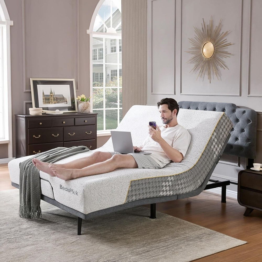 Ergonomic Electric Queen Adjustable Bed Frame Bed Base with Wireless Remote NEW