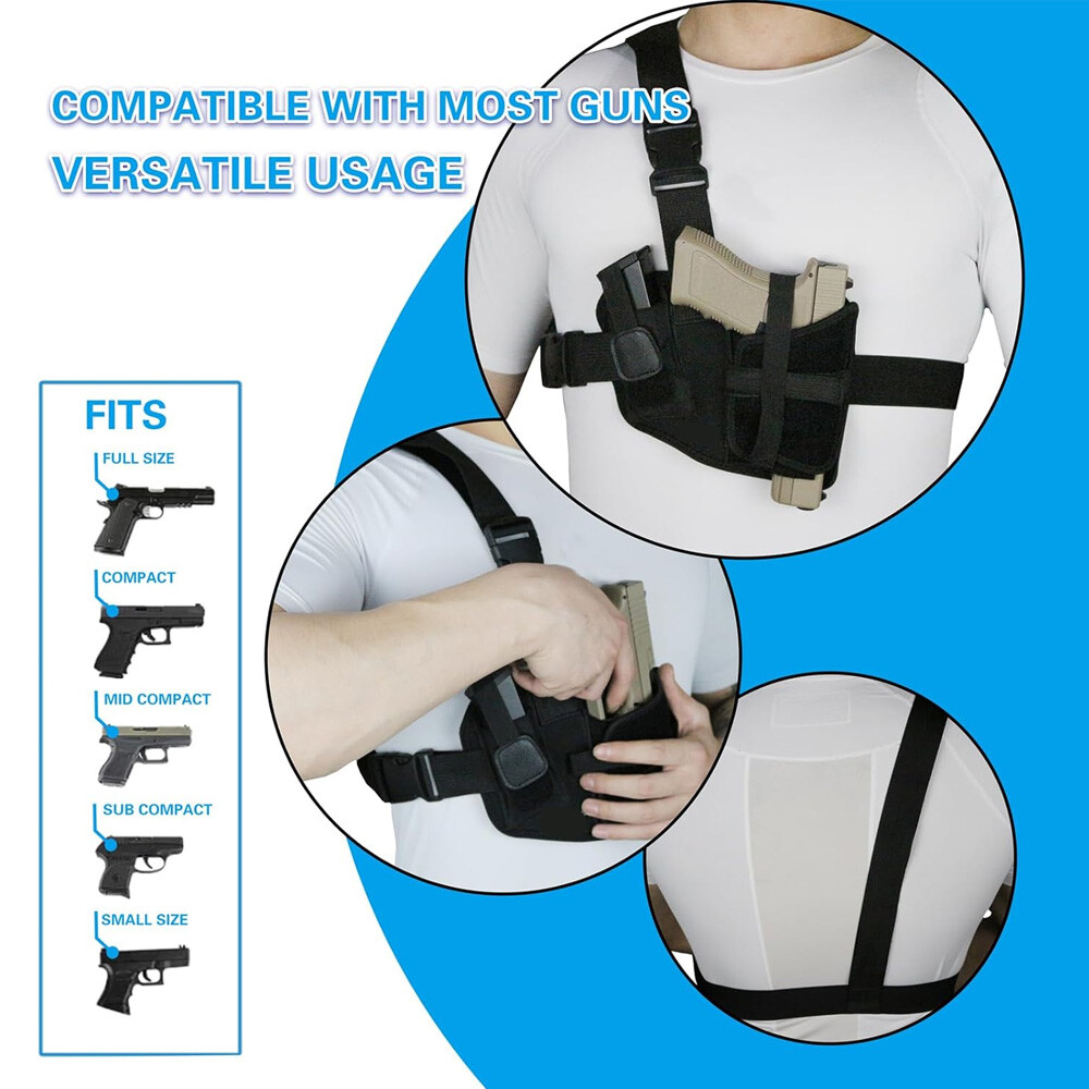 Tactical Chest holster Holster for Concealed Carry Adjustable Pistol Gun Holster