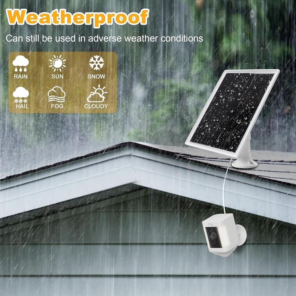 Waterproof Solar Panel for Ring Cameras - Fast Charging and Easy Setup