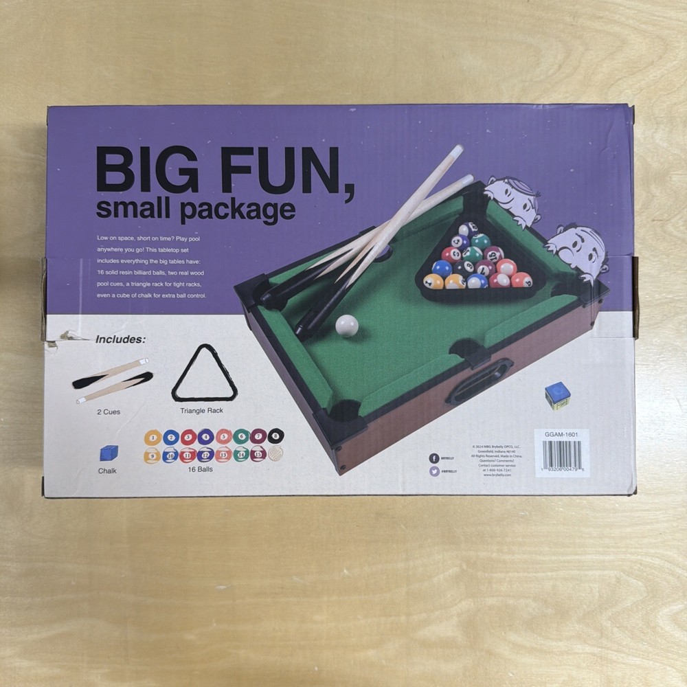 NOS Tabletop Pool Mini Pool Table & Billiard Set Small Billiards Game Real Balls
