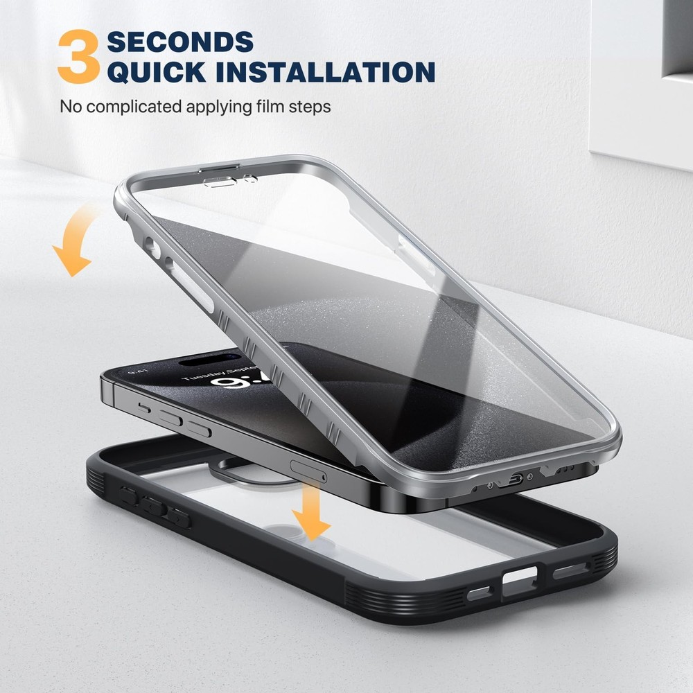 Designed for iPhone 15 Case, [Military-Drop Proof] Full-Body Bump Case with B...