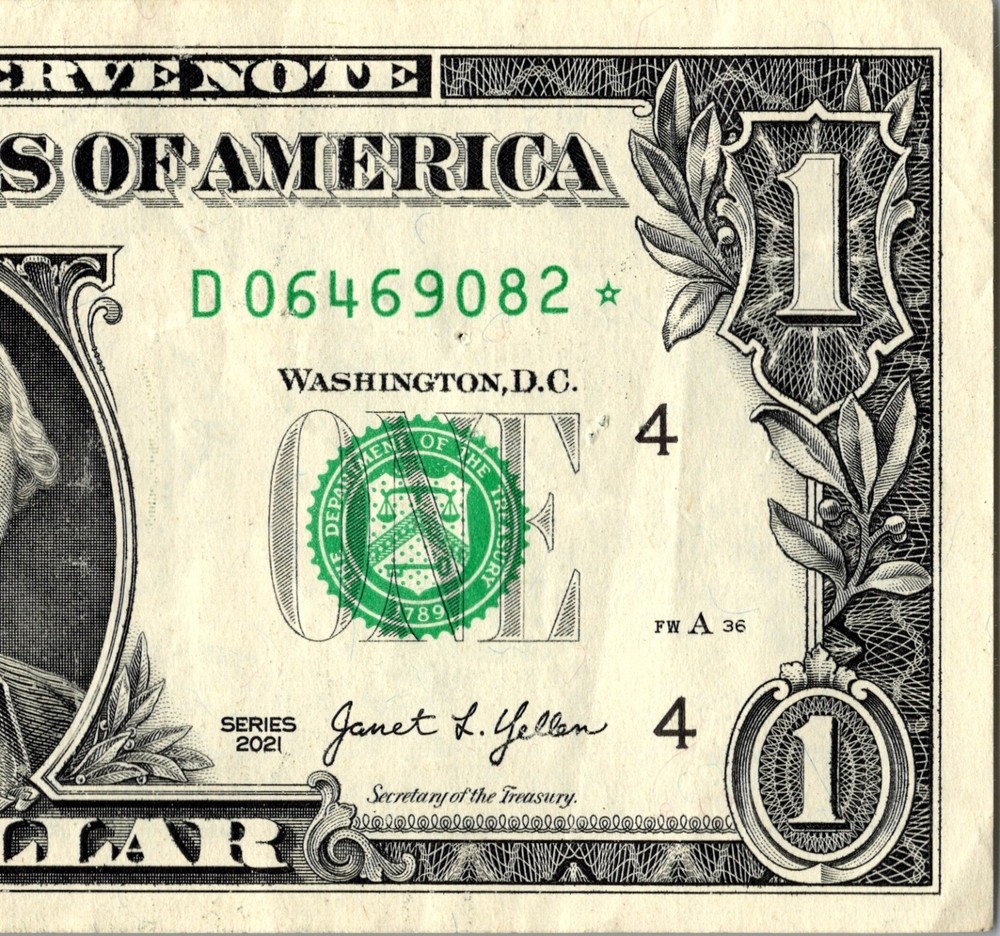 2021 D Star note One Dollar Bill Regular Run 3.2 pack note