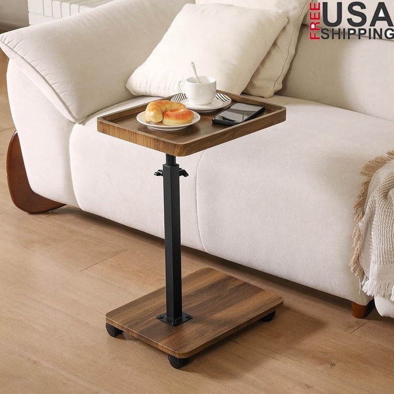 Adjustable C Shape End Table 360° Rotation Multi-Functional Sofa Side Table New