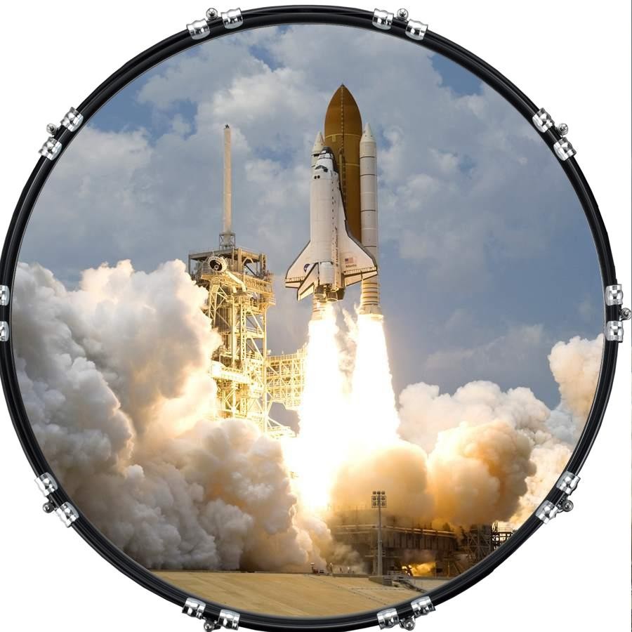Aquarian 22" Kick Bass Drum Head Graphical Image Front Skin Shuttle Launch